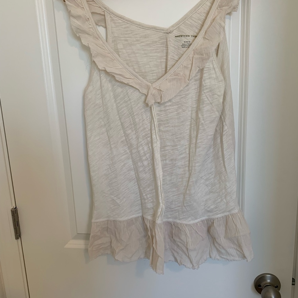 Women's Cream Ruffle Top - Picture 2 of 3